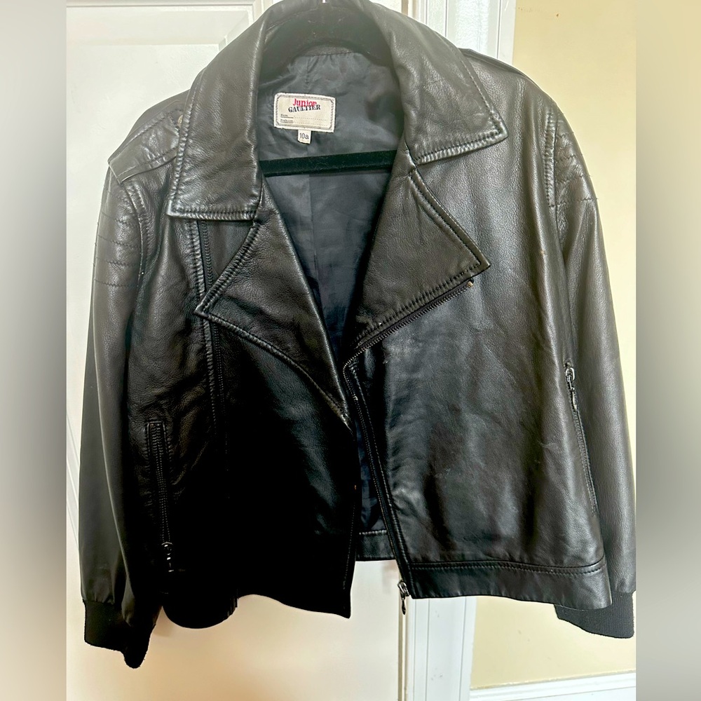 Junior Jean Paul Gaultier black leather jacket for kids